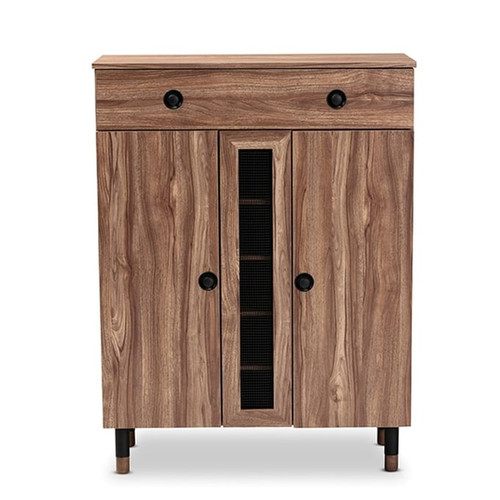 Baxton Studio Valina Oak Wood Entryway Shoe Storage Cabinet with Drawer