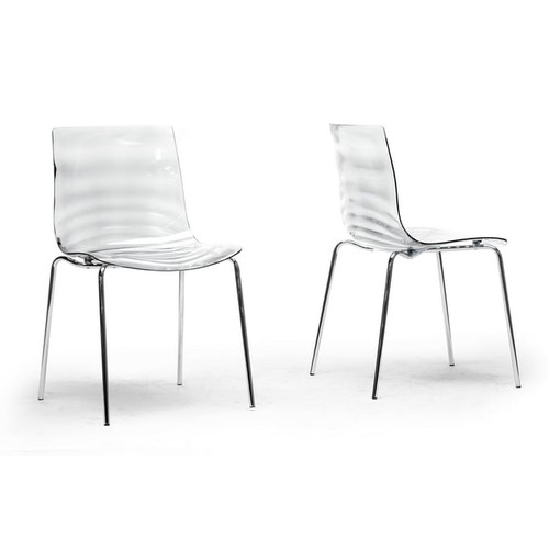 2 Baxton Studio Marisse Clear Plastic Dining Chairs