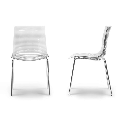 2 Baxton Studio Marisse Clear Plastic Dining Chairs