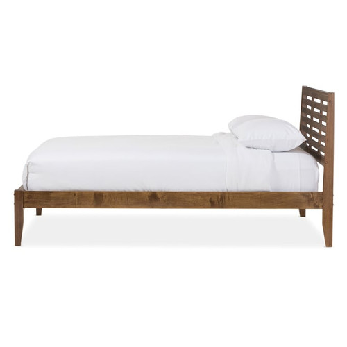 Baxton Studio Daylan Walnut Brown Wood Slatted Queen Platform Bed