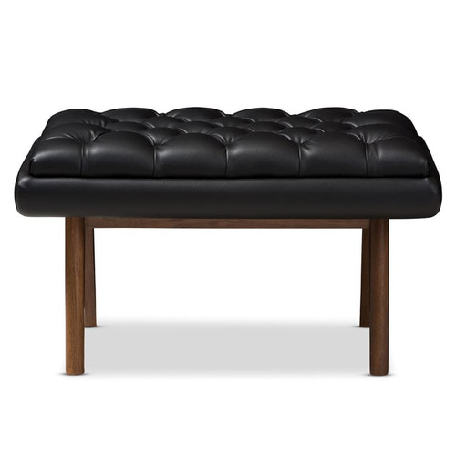 Baxton Studio Annetha Black Faux Leather Upholstered Ottoman