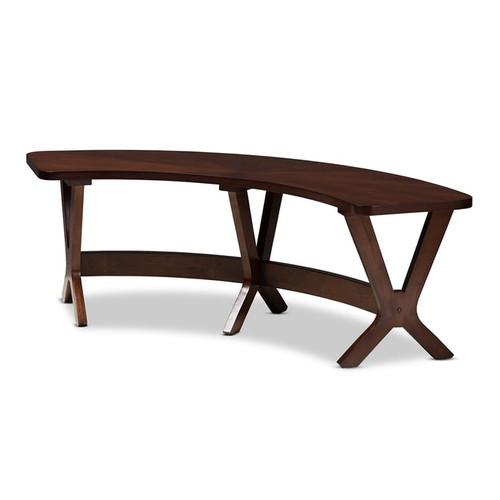 Baxton Studio Berlin Walnut Wood Curved Dining Bench