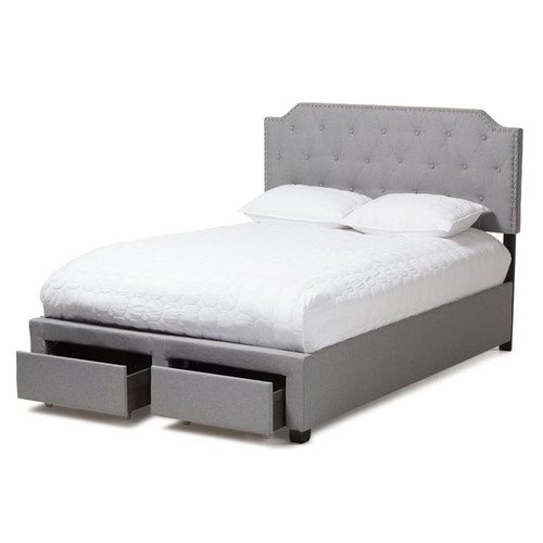 Baxton Studio Aubrianne Grey Fabric Upholstered Storage Queen Bed