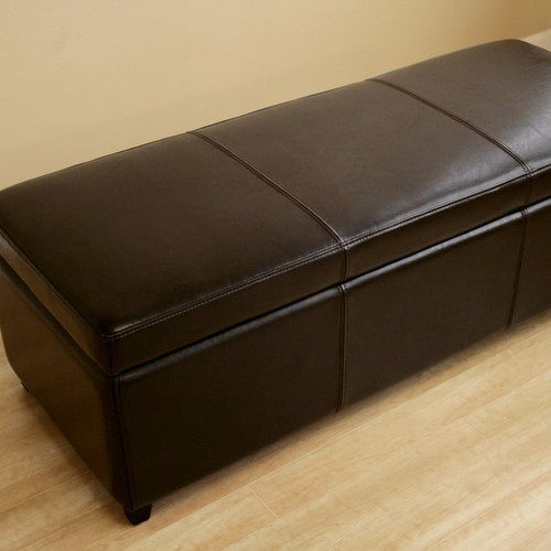 Baxton Studio Bycast Leather Small Storage Cube Ottomans