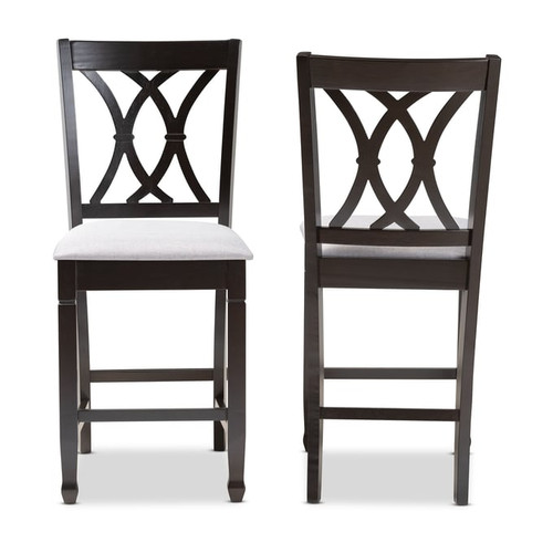 2 Baxton Studio Reneau Fabric Upholstered Counter Height Pub Chairs