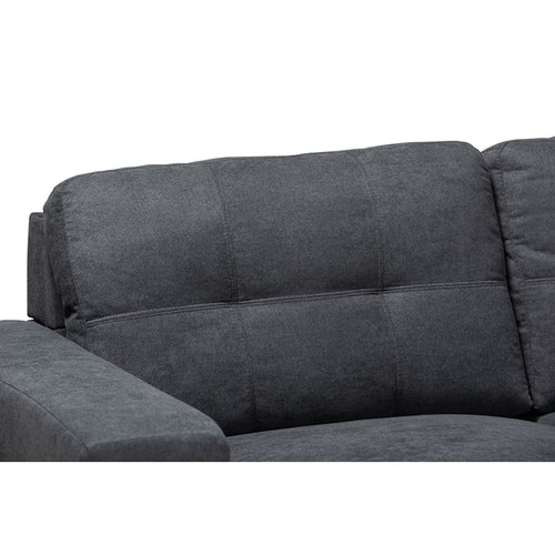 Baxton Studio Langley Fabric Sectional Sofa with Right Facing Chaise