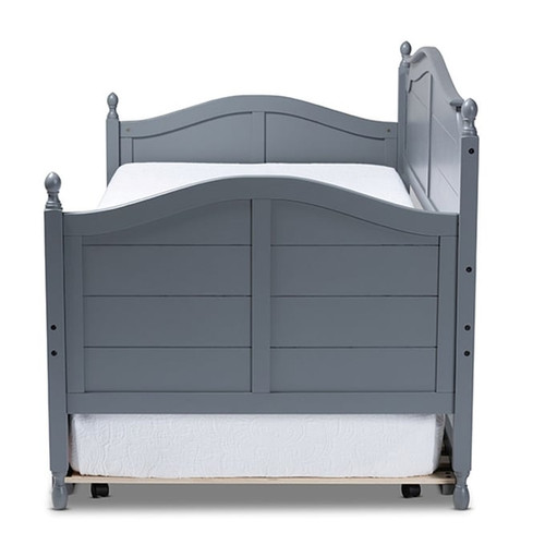 Baxton Studio Mara Wood Twin Daybed with Roll Out Trundle Beds