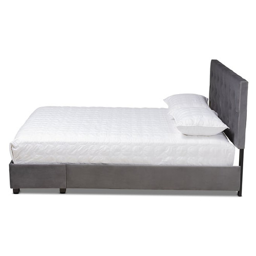 Baxton Studio Caronia Velvet Upholstered 2 Drawers Platform Beds