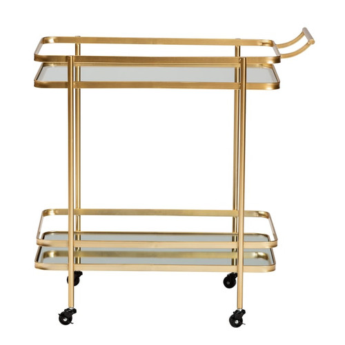 Baxton Studio Destin Gold Metal Wine Bar Cart