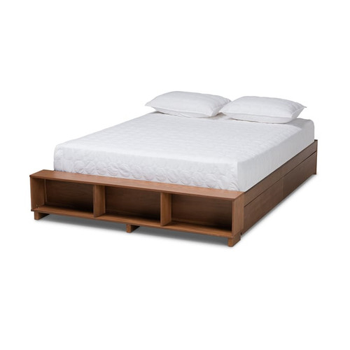 Baxton Studio Arthur Ash Walnut Wood Platform Bed