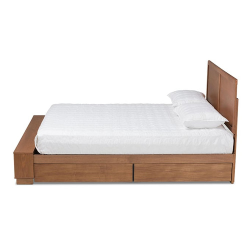 Baxton Studio Tamsin Ash Walnut Platform Storage Bed