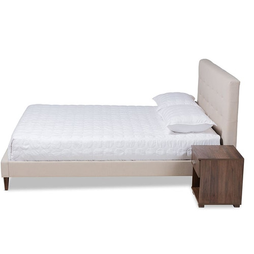 Baxton Studio Maren Fabric Full Platform Bed with 2 Night Stands