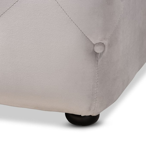 Baxton Studio Calvetti Slate Gray Velvet Button Tufted Cocktail Ottoman