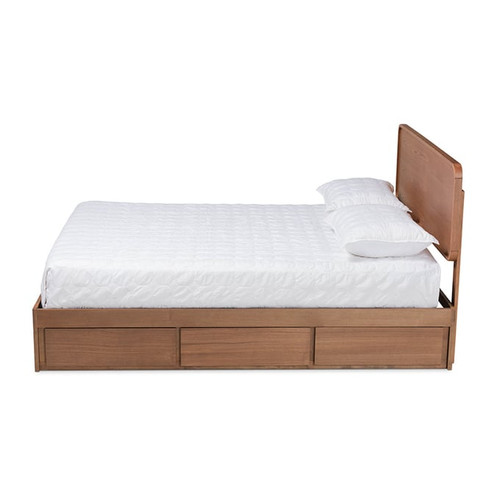 Baxton Studio Eleni Ash Walnut Platform Storage Beds