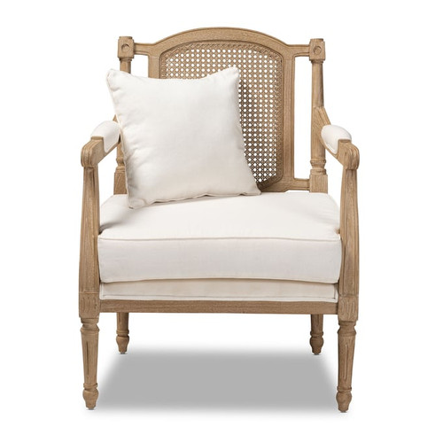 Baxton Studio Clemence Ivory Fabric Upholstered Armchair