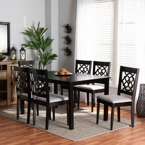 Baxton Studio Renaud Dark Brown Finished Wood 7pc Dining Sets