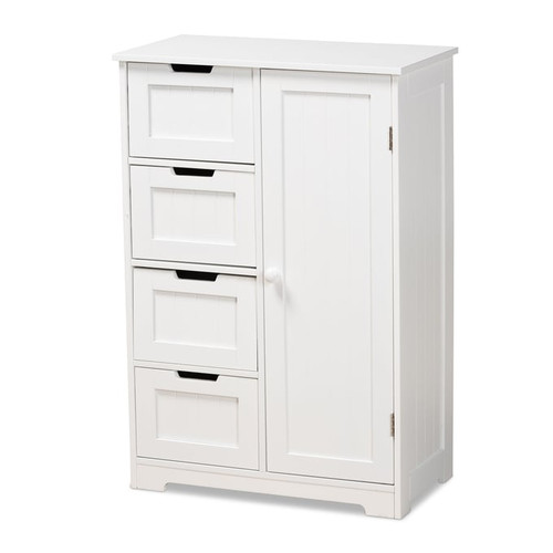 Baxton Studio Bauer White 4 Drawers Bathroom Storage Cabinet