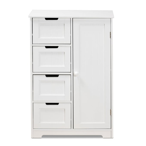 Baxton Studio Bauer White 4 Drawers Bathroom Storage Cabinet