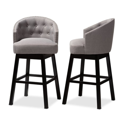 2 Baxton Studio Theron Fabric Upholstered Swivel Bar Stools