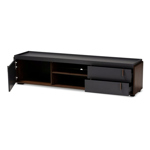 Baxton Studio Rikke Gray Walnut Wood 2 Drawers TV Stand