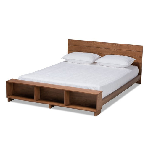 Baxton Studio Regina Ash Walnut Wood Platform Storage Beds