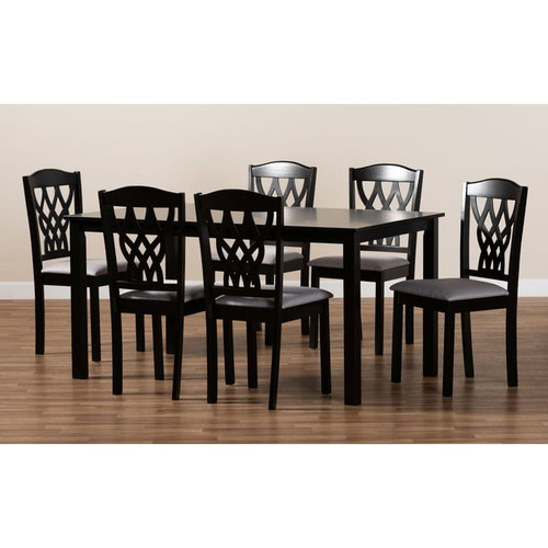 Baxton Studio Salem Grey Dark Brown 7pc Dining Sets