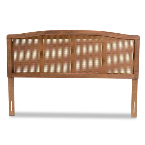 Baxton Studio Marieke Ash Walnut Wood Synthetic Rattan Wood Synthetic Rattan Headboards