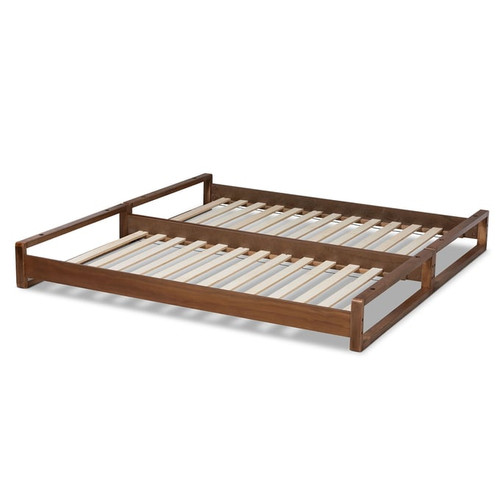 Baxton Studio Klara Walnut Wood Expandable Twin to King Bed Frame