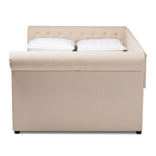 Baxton Studio Mabelle Fabric Upholstered Daybed with Trundles