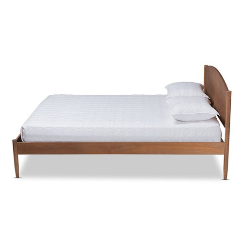 Baxton Studio Leanora Ash Walnut Wood Synthetic Rattan Wood Platform Beds