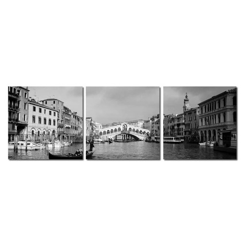 Baxton Studio Black White Rialto Bridge Mounted Photography Print Triptych