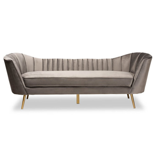 Baxton Studio Kailyn Velvet Gold Finished Sofas