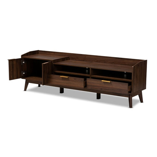 Baxton Studio Lena Walnut Brown Wood 2 Drawers TV Stand