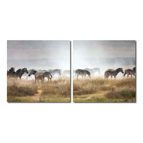 Baxton Studio A Zeal Of Zebras Mounted Photography Print Diptych