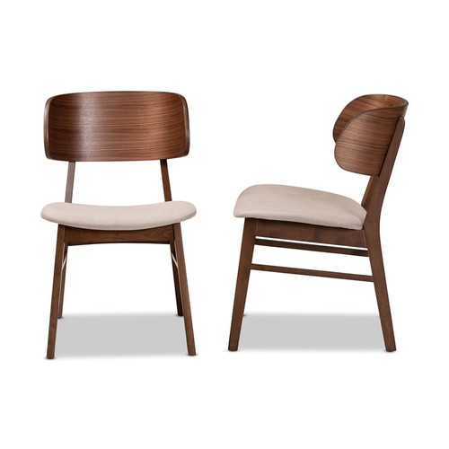 Baxton Studio Alston Beige Fabric Walnut Brown Wood Dining Chairs