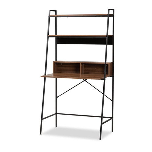 Baxton Studio Palmira Walnut Brown Desk with Shelves