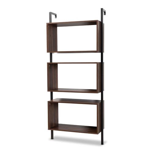 Baxton Studio Aldis Walnut Brown 3 Tier Display Shelf