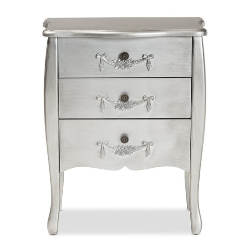 Baxton Studio Eliya Silver 3 Drawers Storage Cabinets