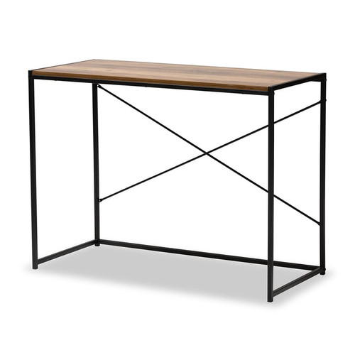 Baxton Studio Pauric Walnut Brown Black Metal Desk