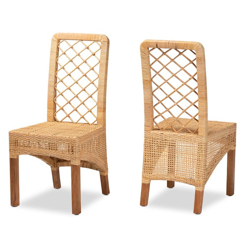 2 Baxton Studio Bali Pari Moscow Natural Brown Dining Chairs