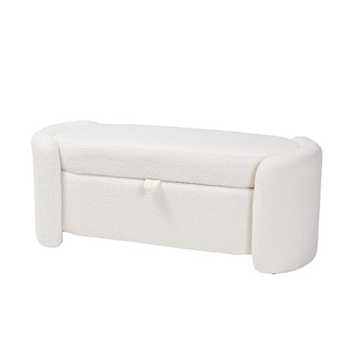 Baxton Studio Oakes Ivory Upholstered Storage Bench