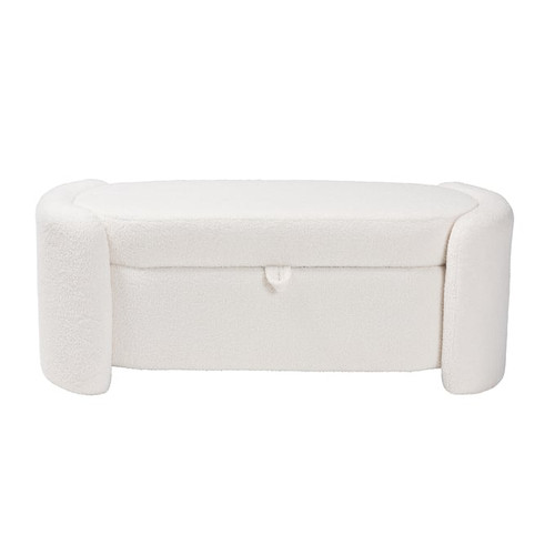 Baxton Studio Oakes Ivory Upholstered Storage Bench