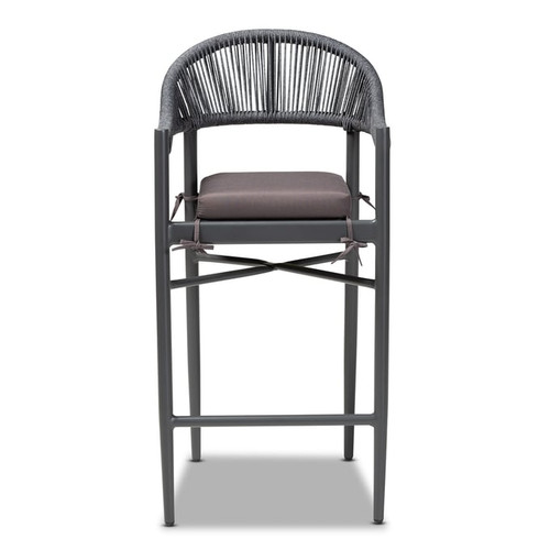 Baxton Studio Wendell Grey Rope Outdoor Bar Stool