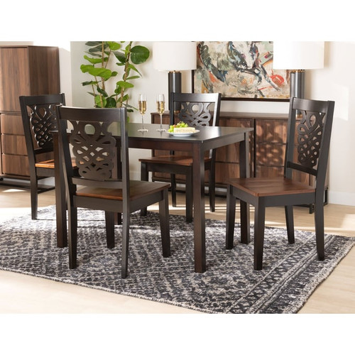 Baxton Studio Luisa Two Tone Brown Wood 5pc Dining Sets