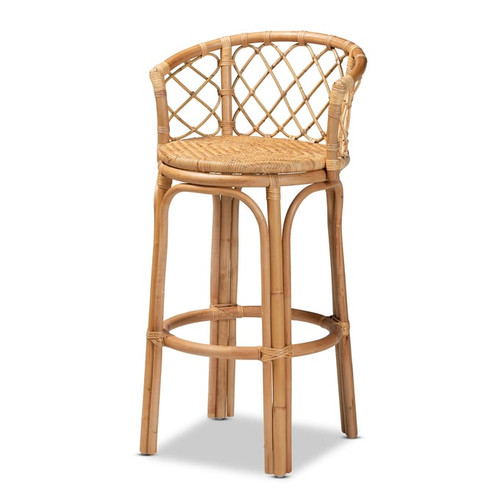 Baxton Studio Bali Pari Orchard Natural Brown Rattan Bar Stool