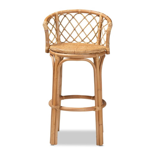 Baxton Studio Bali Pari Orchard Natural Brown Rattan Bar Stool