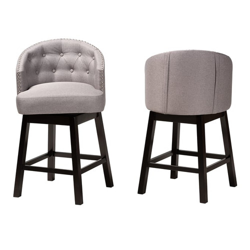 2 Baxton Studio Theron Fabric Swivel Counter Stools