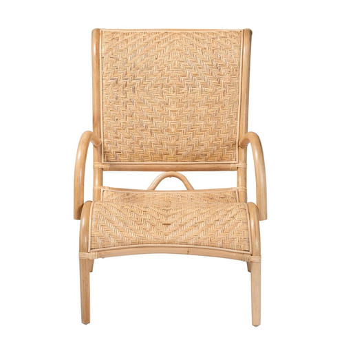 Baxton Studio Bali Pari Madura Natural Brown Rattan Lounge Chair