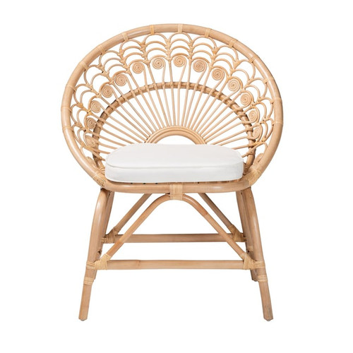 Baxton Studio Bali Pari Abriella Natural Brown Rattan Peacock Accent Chair