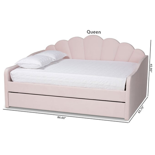 Baxton Studio Timila Light Pink Full Trundle Daybeds